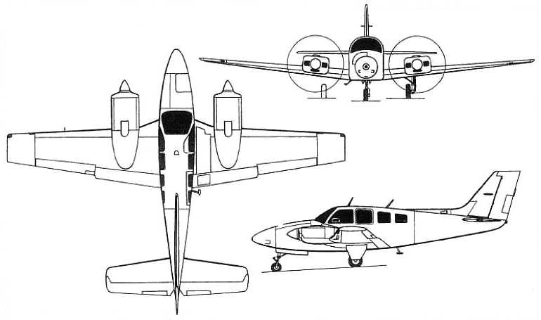 BEECH 58P Pressurized Baron BEECH 58TC Baron B58T 3D view
