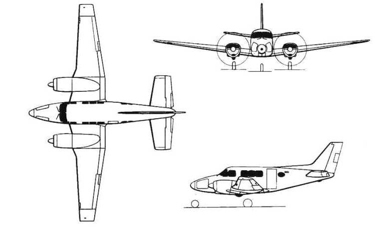 BEECH 65 Queen Air BEECH U-8F Seminole EXCALIBUR Queenaire 800 (65) SWEARINGEN 800 (65) BE65 3D view