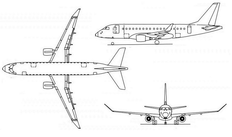 EMBRAER 175 (long wing) EMBRAER ERJ-170-200 (long wing) E75L 3D view