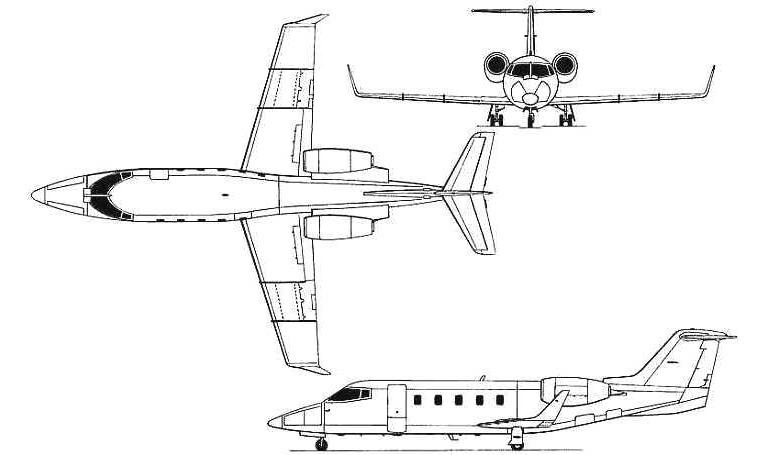 GATES LEARJET 55 LEARJET 55 LEARJET VU-55 LJ55 3D view