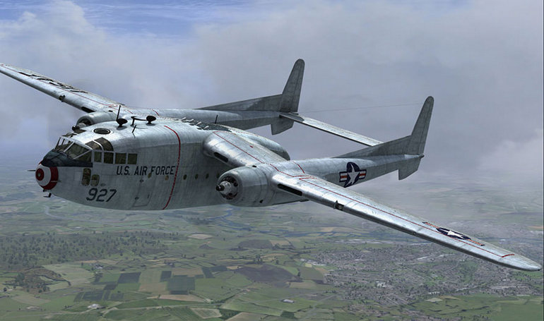FAIRCHILD (1) C-119 Flying Boxcar FAIRCHILD (1) F-78 Flying Boxcar FAIRCHILD (1) R4Q Flying Boxcar C119 aircraft photograph